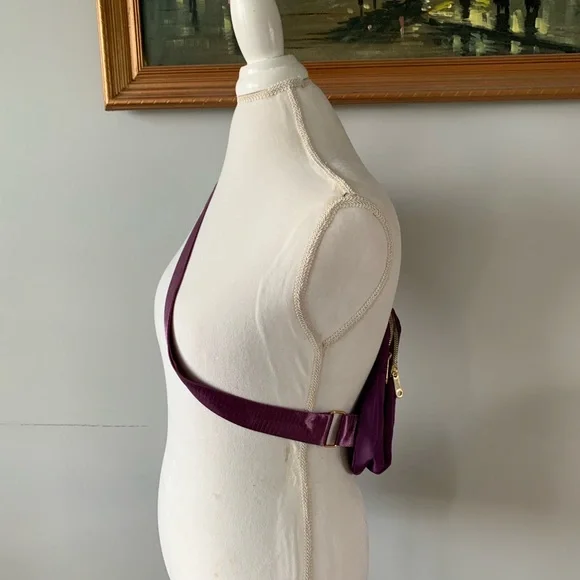 Diamond Quilted Purple Crossbody Sling Bag with Earbud Access - Picture 6 of 10